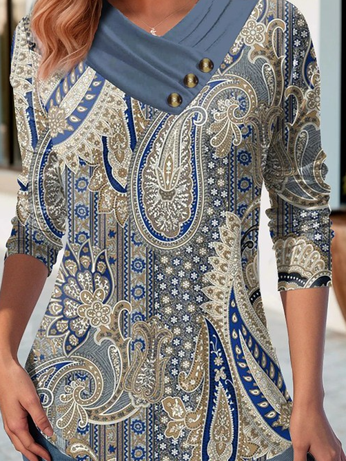 Loose Cotton Casual Geometric T-Shirt