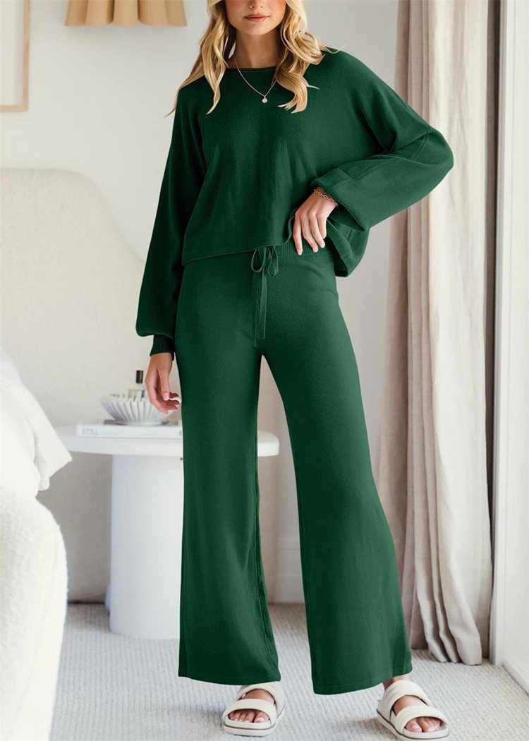 Casual Regular Fit Cotton Plain Two-Piece Set