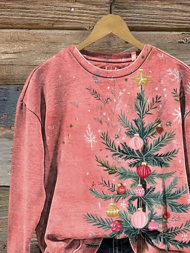 Casual Crew Neck Christmas Sweatshirt