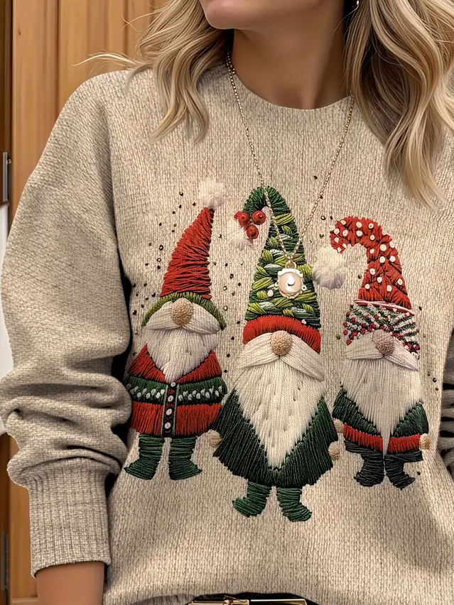 Crew Neck Simple Printing Christmas Sweater