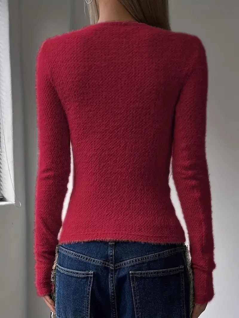Women's Long Sleeve T-shirt Spring/Fall Khaki Plain Split Joint Crew Neck Daily Going Out Casual Top