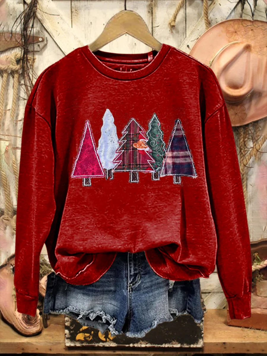 Printing Christmas Casual Crew Neck Sweatshirt