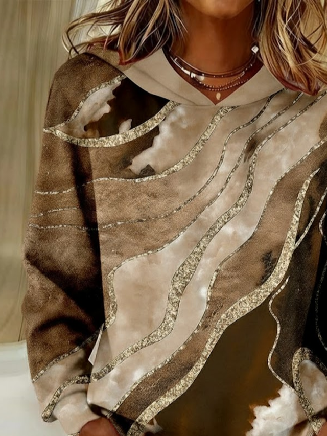 Casual Abstract Loose Printing Hoodie