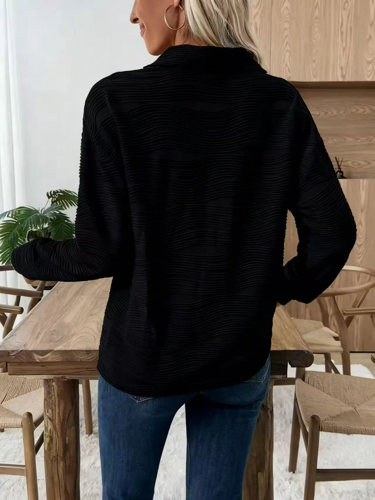 Casual Shawl Collar Cotton Sweatshirt