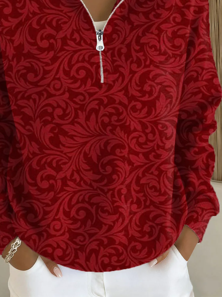 Zipper Regular Fit Casual Sweatshirt