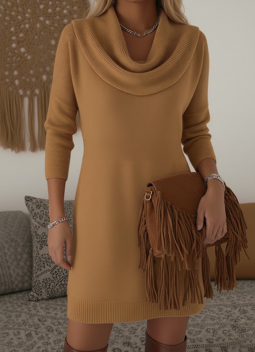 Others Simple Loose Sweater Dress With No