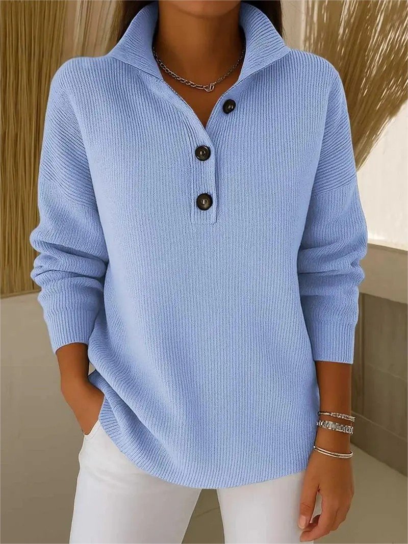Mock Neck Plain Simple Loose Sweater