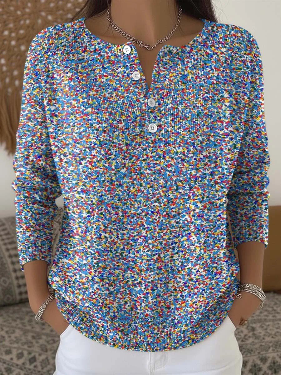 Crew Neck Floral Casual Loose Sweater