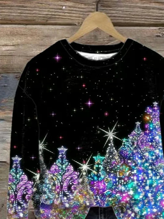 Casual Printing Crew Neck Christmas Sweatshirt