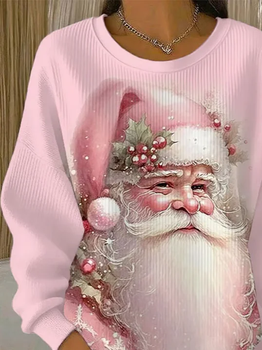 Casual Printing Santa Claus Loose Sweatshirt