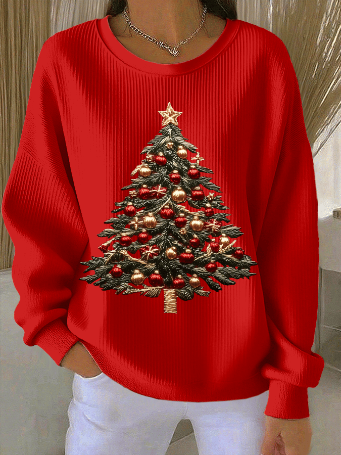 Loose Crew Neck Casual Christmas Sweatshirt