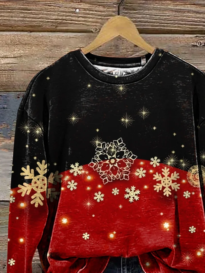 Snowflake Casual Crew Neck Printing Sweatshirt