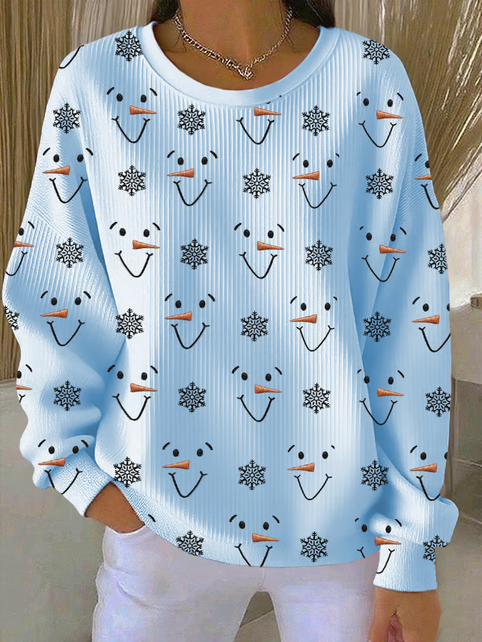 Printing Christmas Snowman Casual Sweatshirt