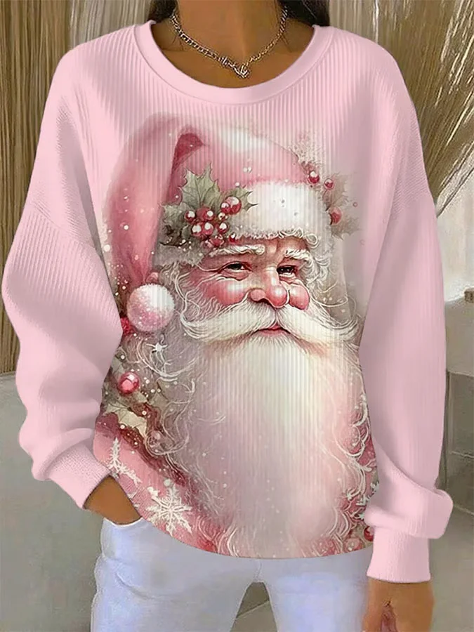 Casual Printing Santa Claus Loose Sweatshirt