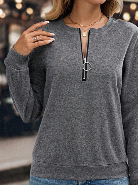 Women's Casual Zipper Long Sleeve Sweatshirt
