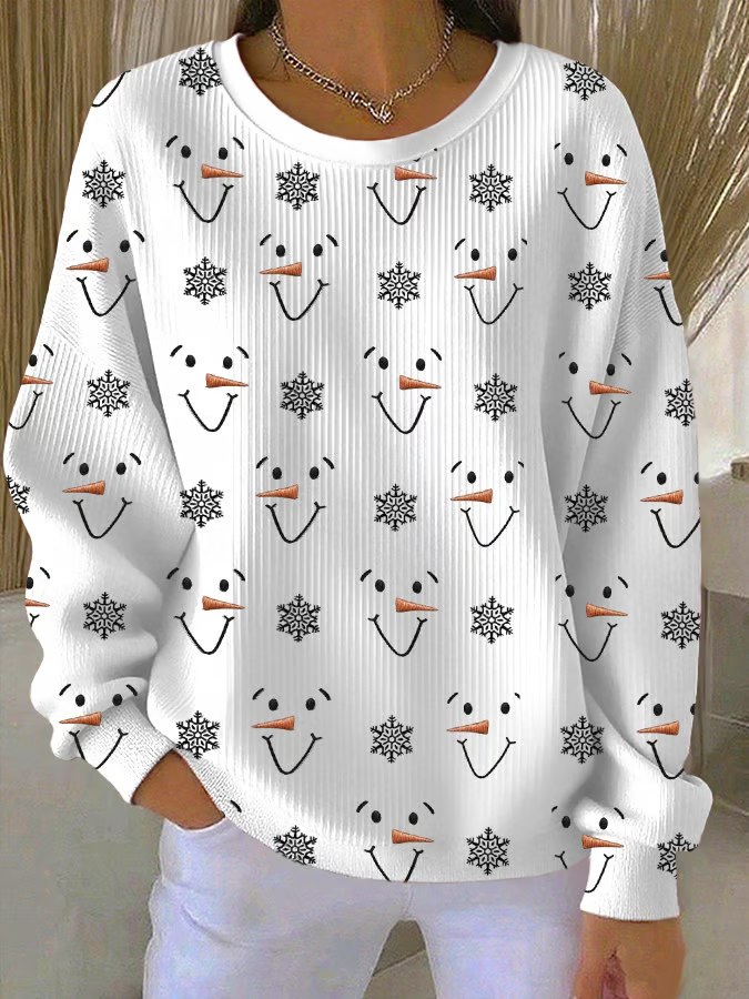 Printing Christmas Snowman Casual Sweatshirt