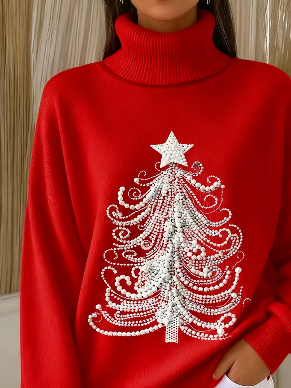 Christmas Turtleneck Vintage Loose Sweater