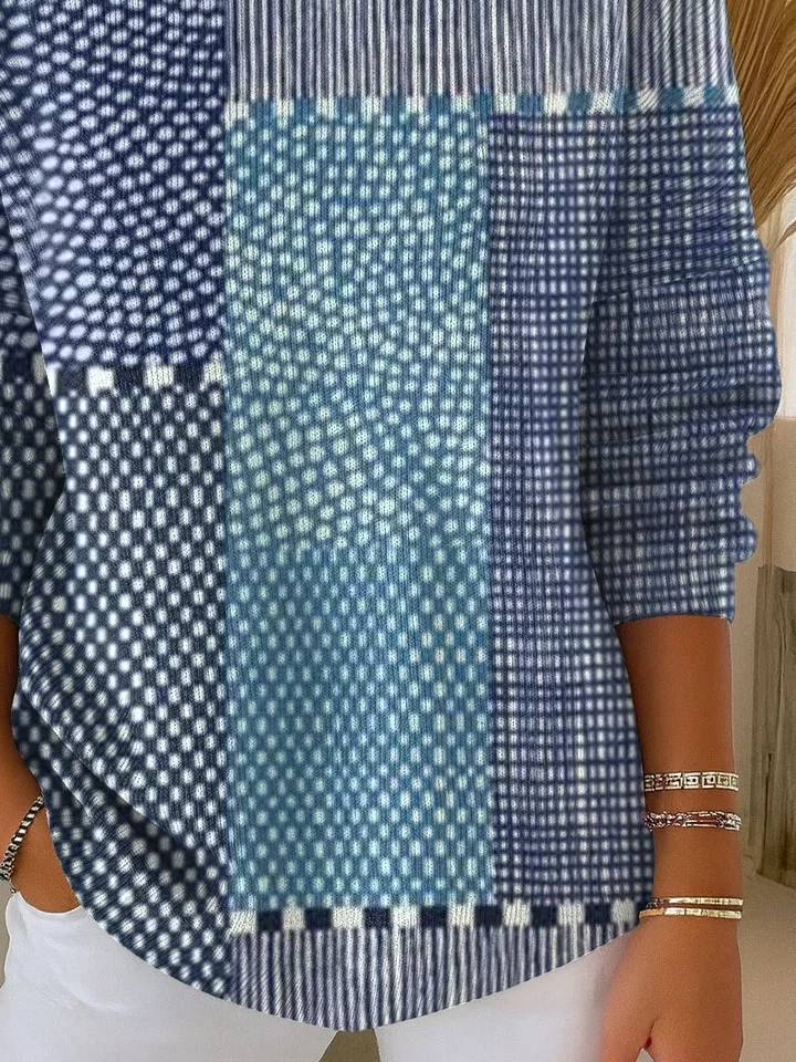 Abstract Printing Crew Neck Casual Sweater