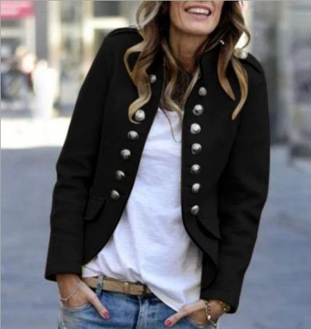 Shawl Collar Split Joint Simple Plain Jacket