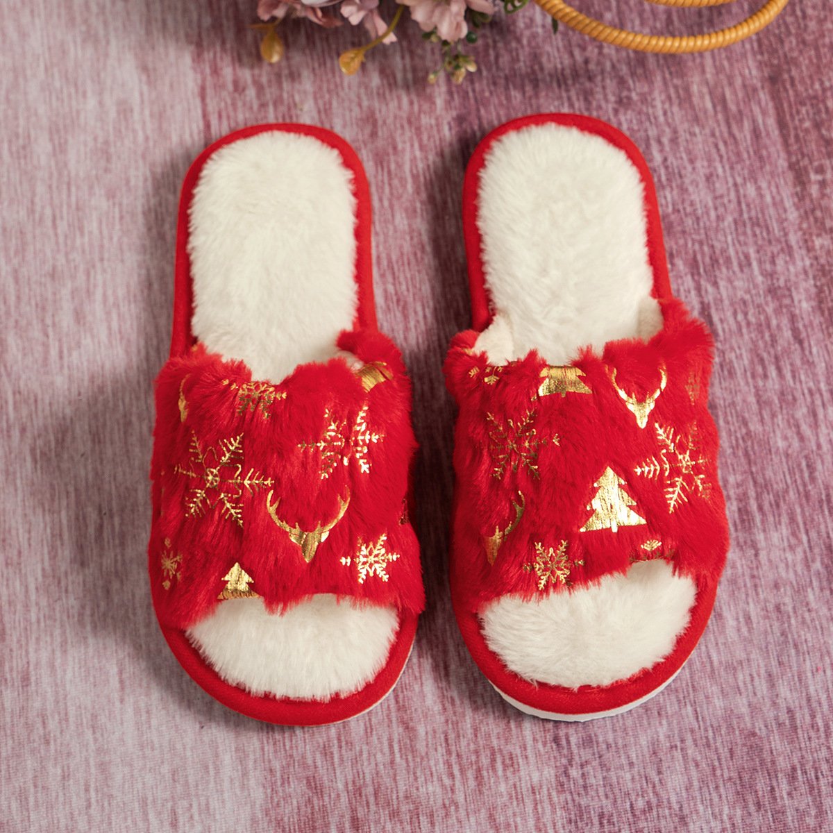 All Season Christmas Fleece Casual House Slippers