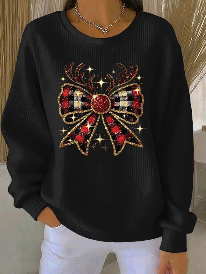 Casual Printing Loose Christmas Sweatshirt