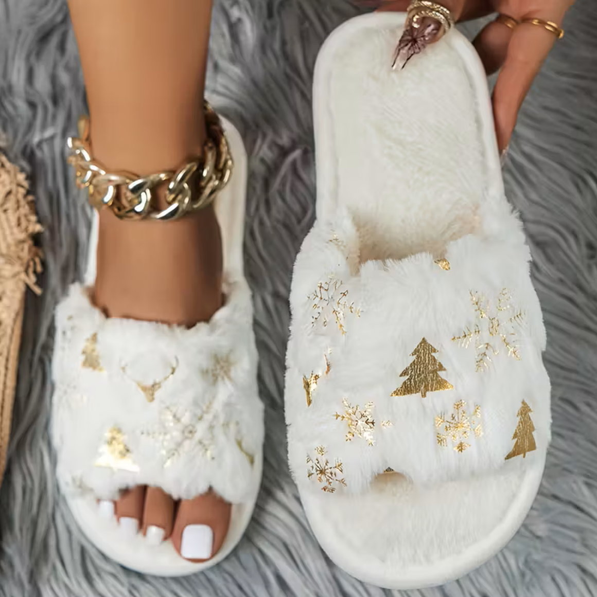 All Season Christmas Fleece Casual House Slippers