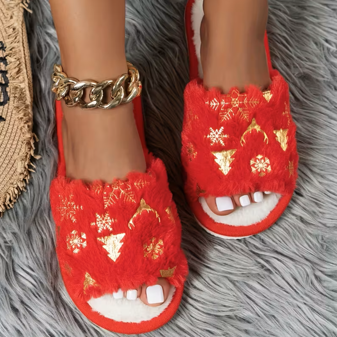 All Season Christmas Fleece Casual House Slippers