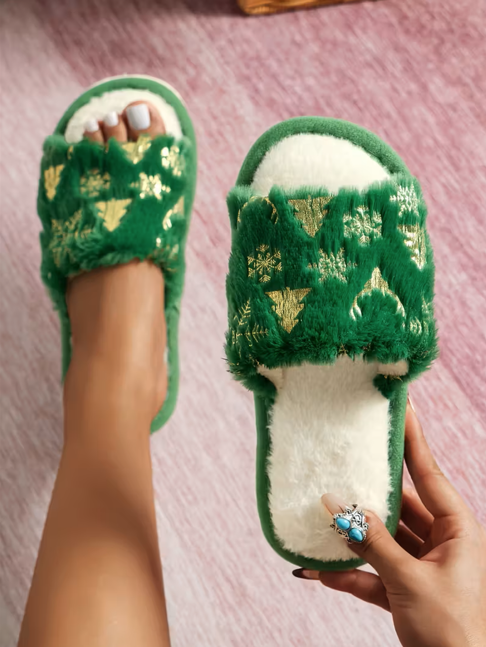 All Season Christmas Fleece Casual House Slippers