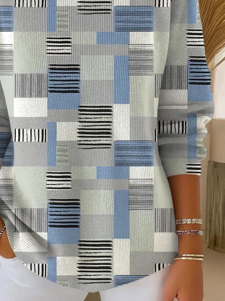 Crew Neck Multicolor Block Simple Knit Top