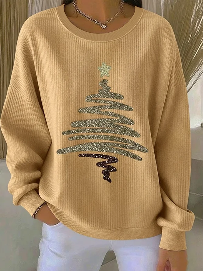 Christmas Printing Casual Crew Neck Sweatshirt