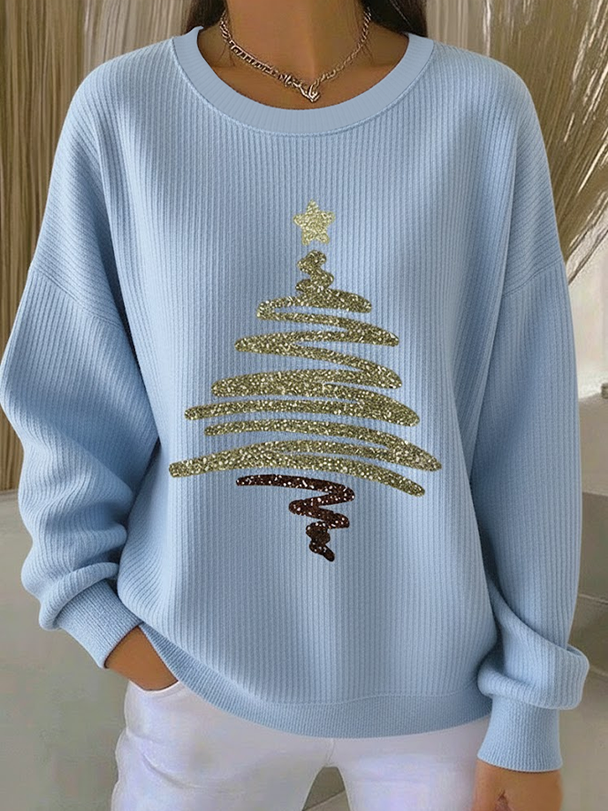 Christmas Printing Casual Crew Neck Sweatshirt
