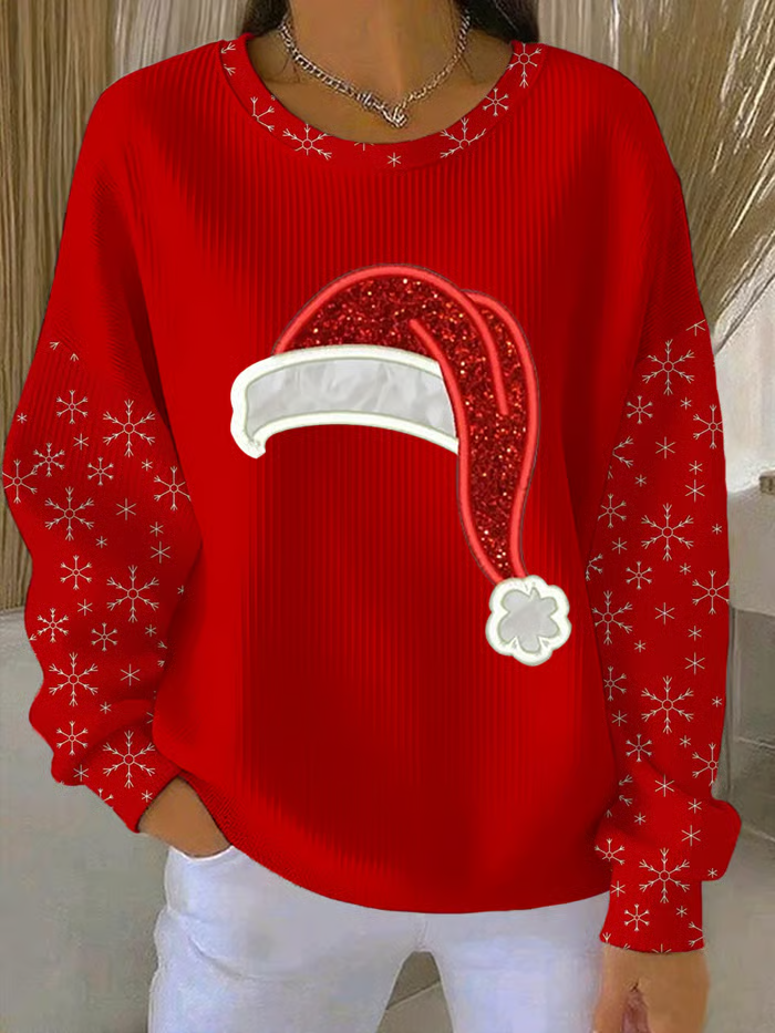 Printing Casual Crew Neck Christmas Sweatshirt