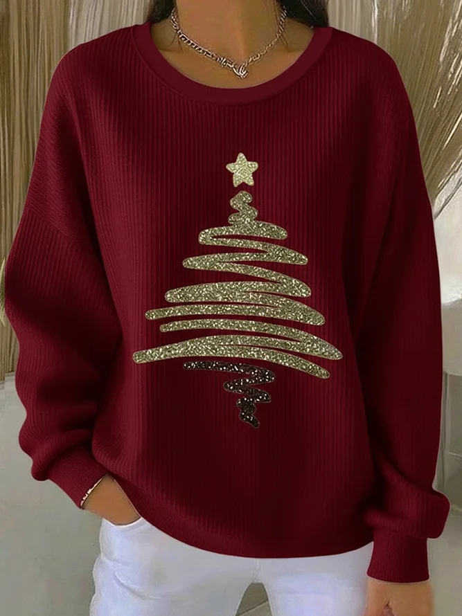 Christmas Printing Casual Crew Neck Sweatshirt