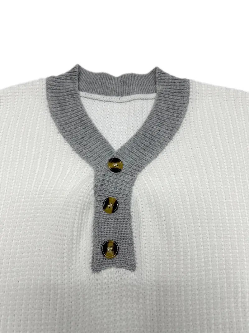 Lady Romance V Neck Loose Acrylic Sweater