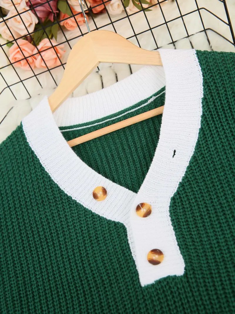 Lady Romance V Neck Loose Acrylic Sweater