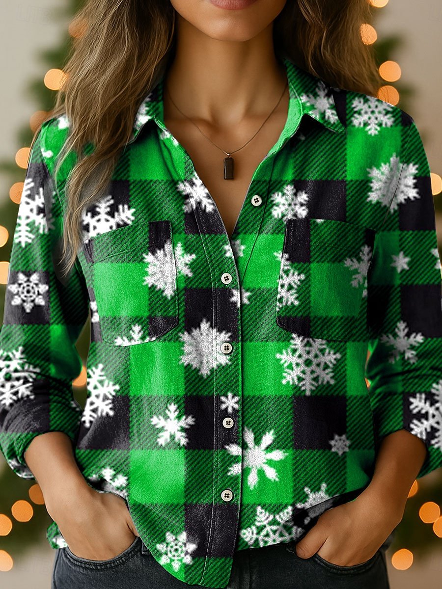 Shawl Collar Loose Casual Christmas Shirt
