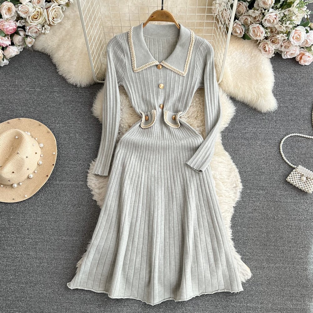 Others Sexy Multicolor Block Wool/Knitting Dress With No