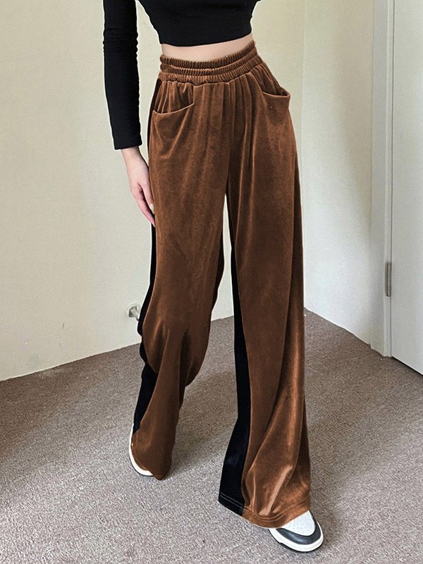 Women's  Elastic Waist H-Line Wide Leg Pants Daily Going Out Pants Pink Casual Split Joint Plain Spring/Fall Pants