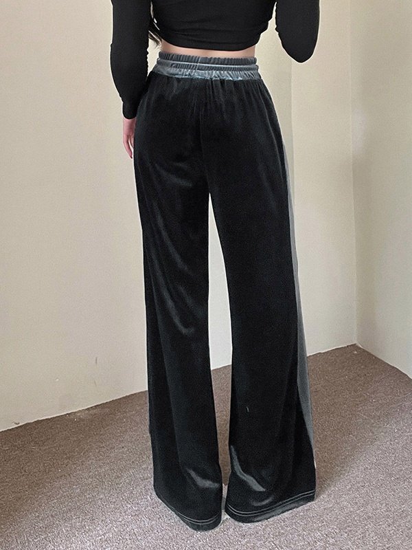 Women's  Elastic Waist H-Line Wide Leg Pants Daily Going Out Pants Pink Casual Split Joint Plain Spring/Fall Pants