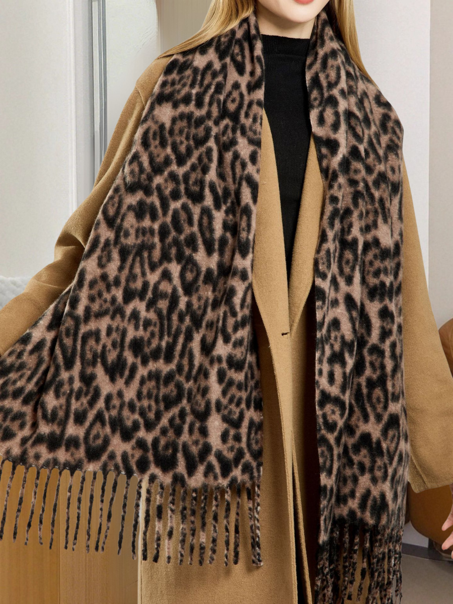 Winter Leopard Print Faux Cashmere Versatile Thick Shawl/scarf/neck Warmer