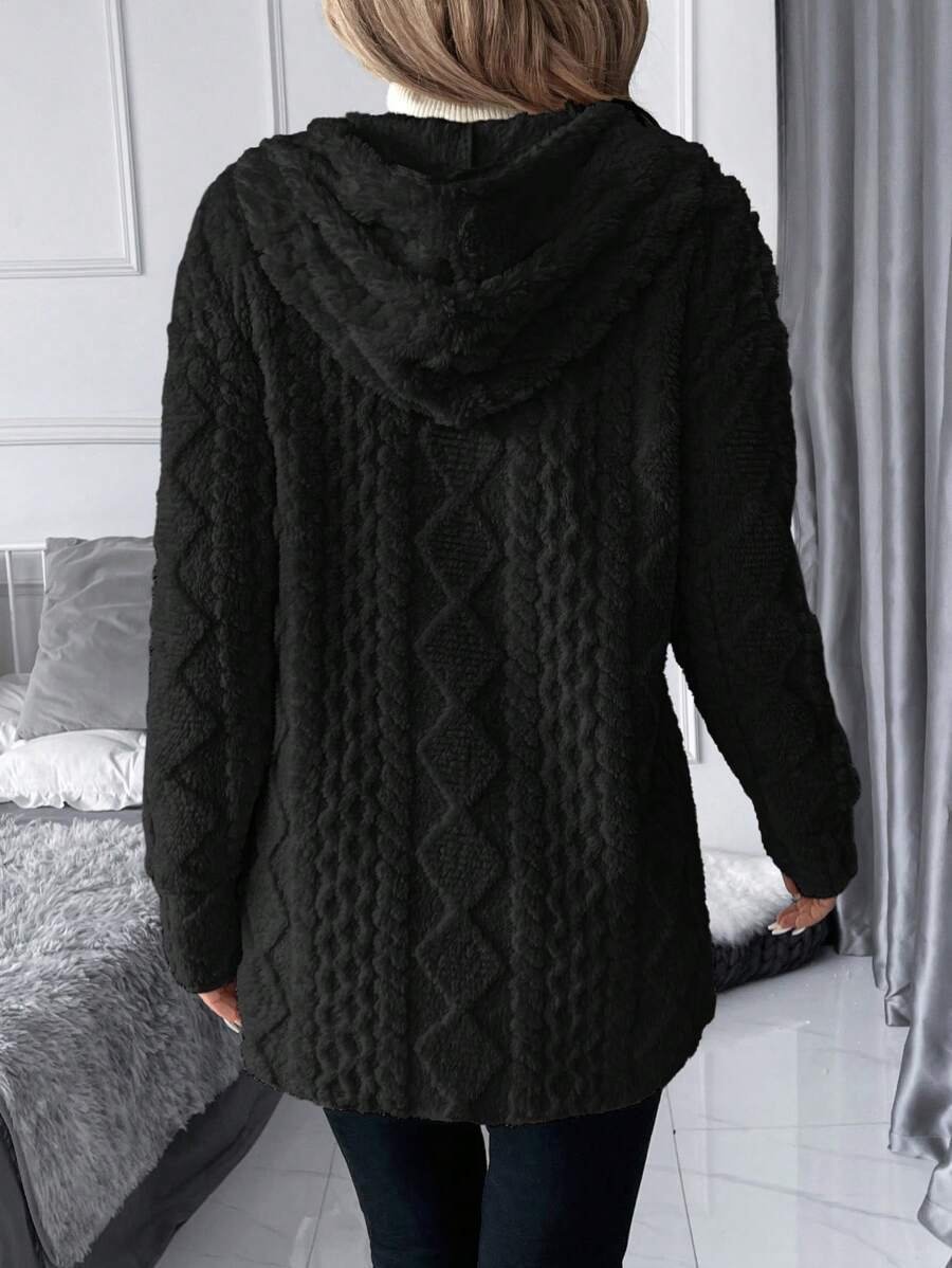 Casual Fluff/Granular Fleece Fabric Plain Teddy Jacket