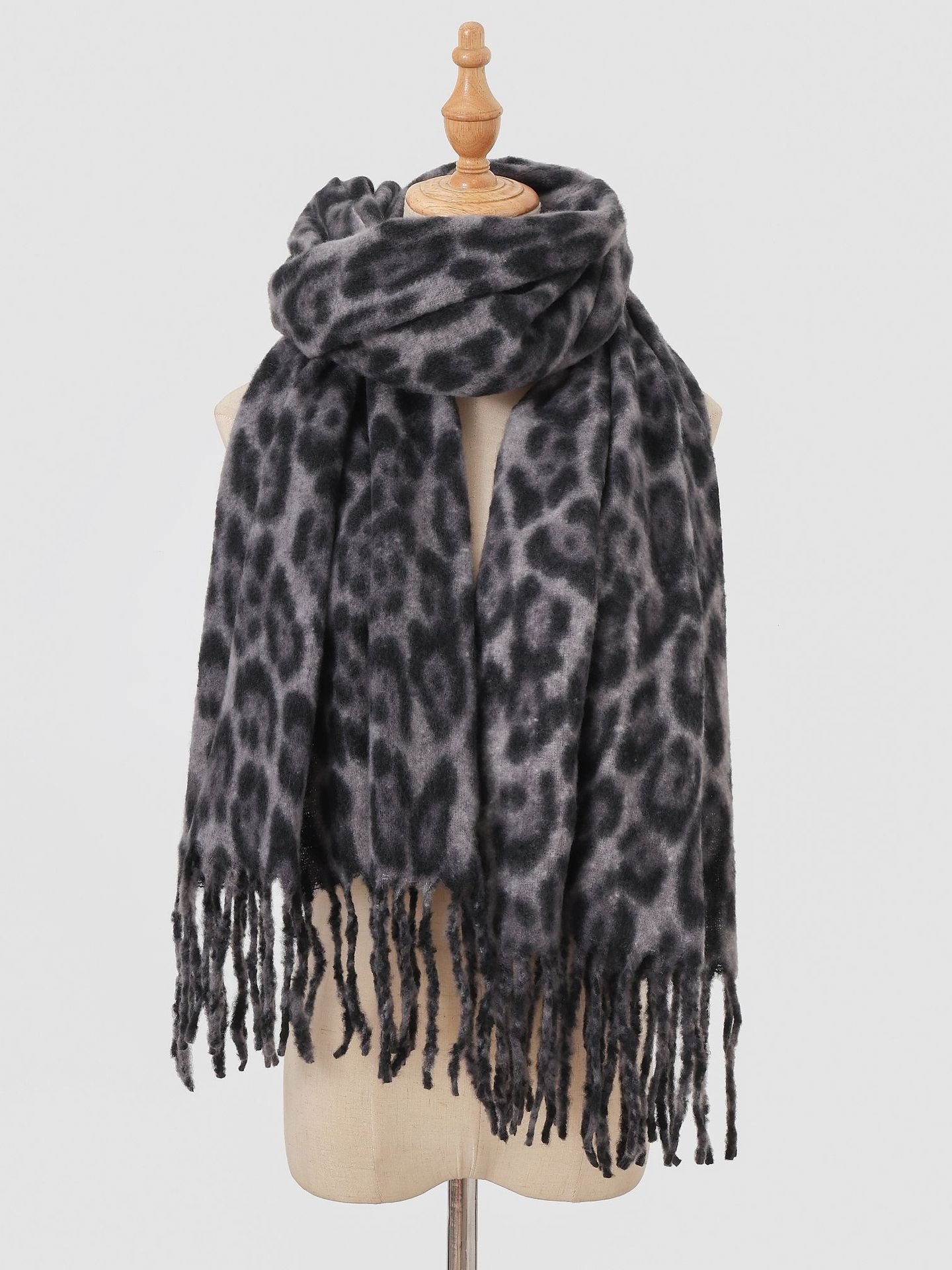 Winter Leopard Print Faux Cashmere Versatile Thick Shawl/scarf/neck Warmer