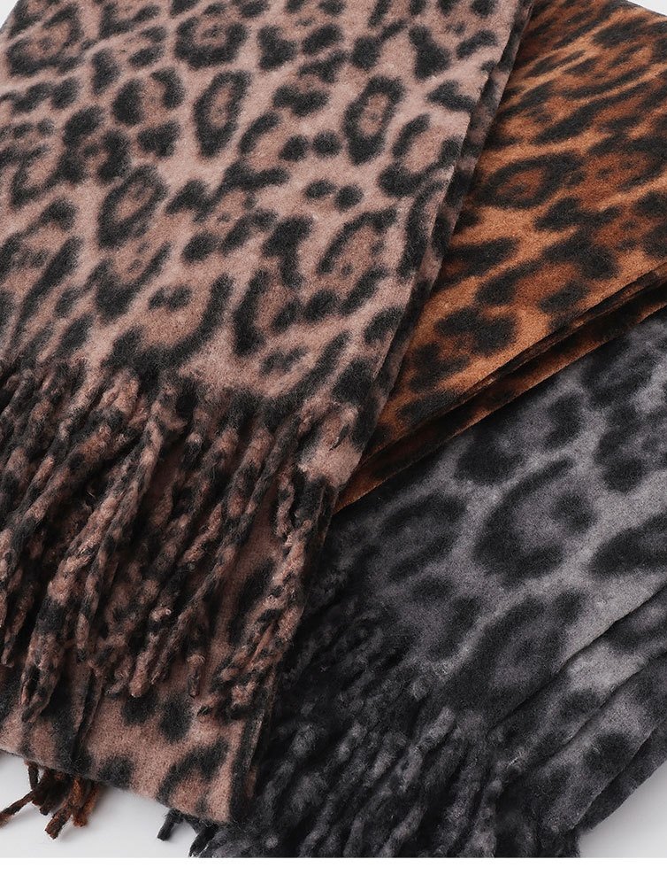 Winter Leopard Print Faux Cashmere Versatile Thick Shawl/scarf/neck Warmer