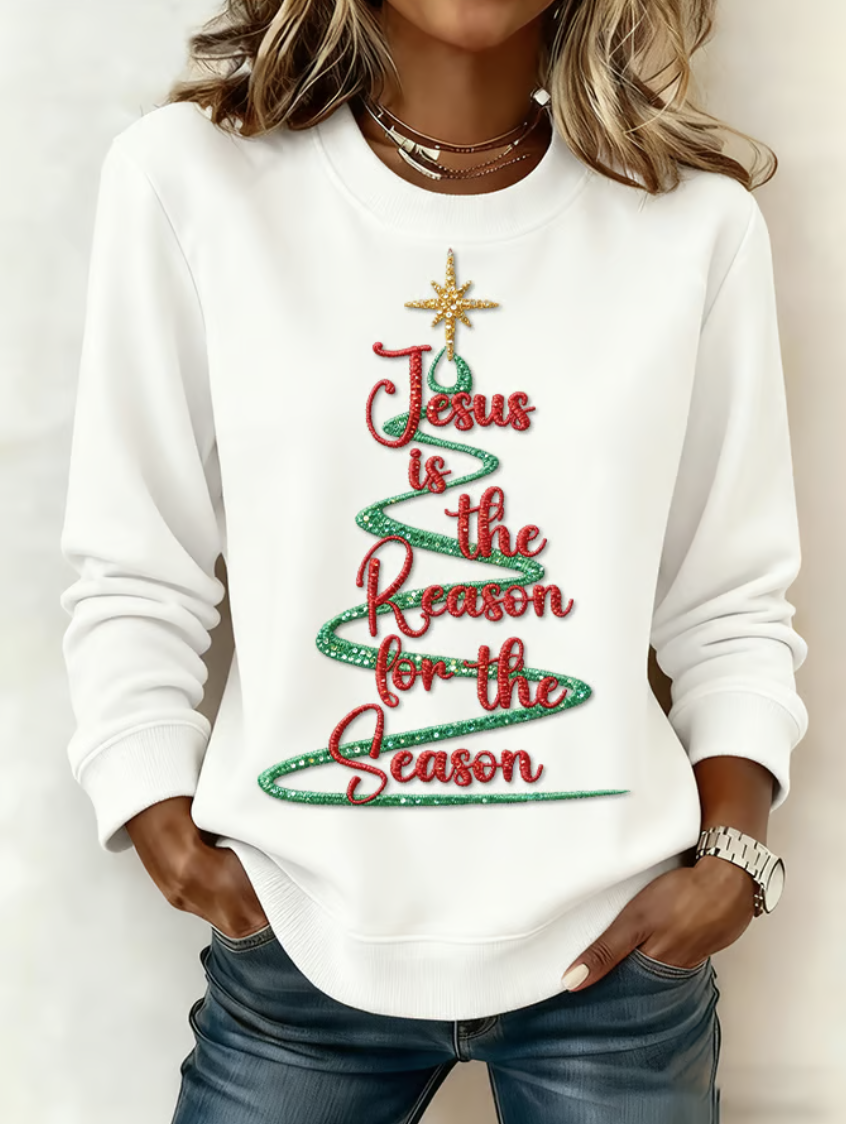 Women'S Casual Faith Print Sweatshirt