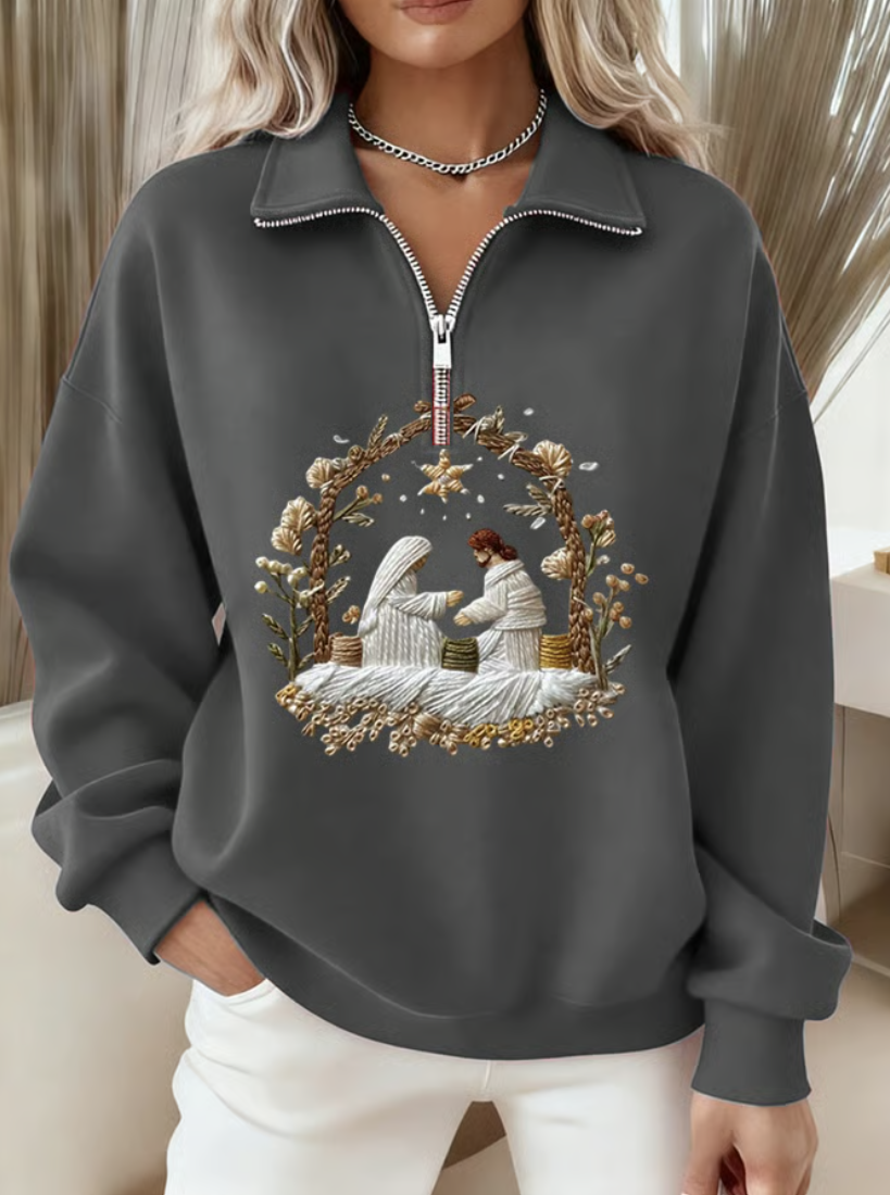 Women's Nativity Faith Print Sweatshirt