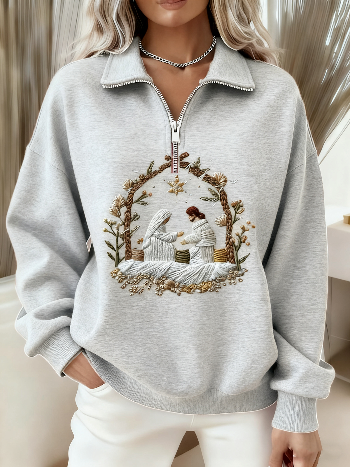 Women's Nativity Faith Print Sweatshirt