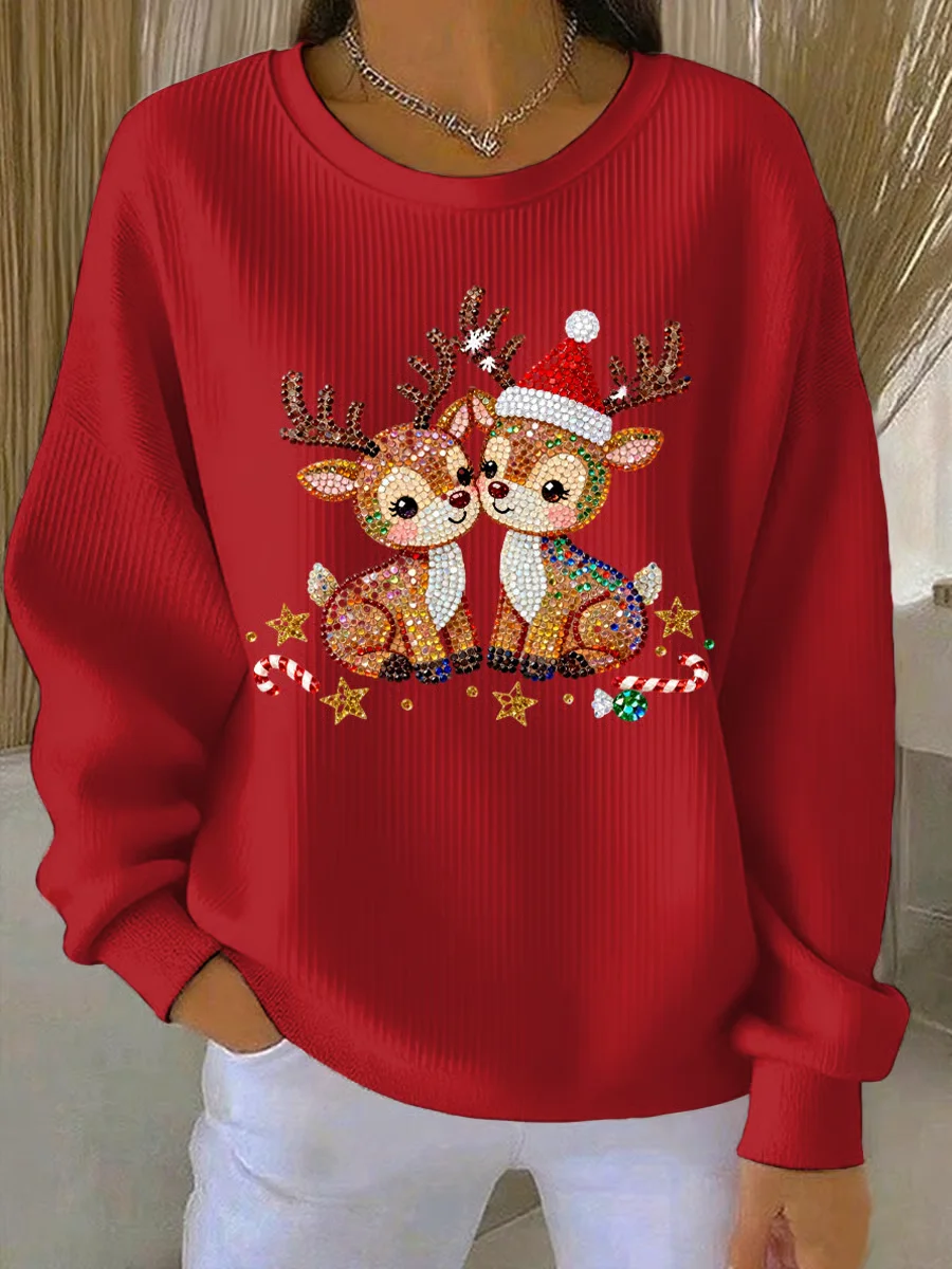 Loose Printing Casual Christmas Sweatshirt