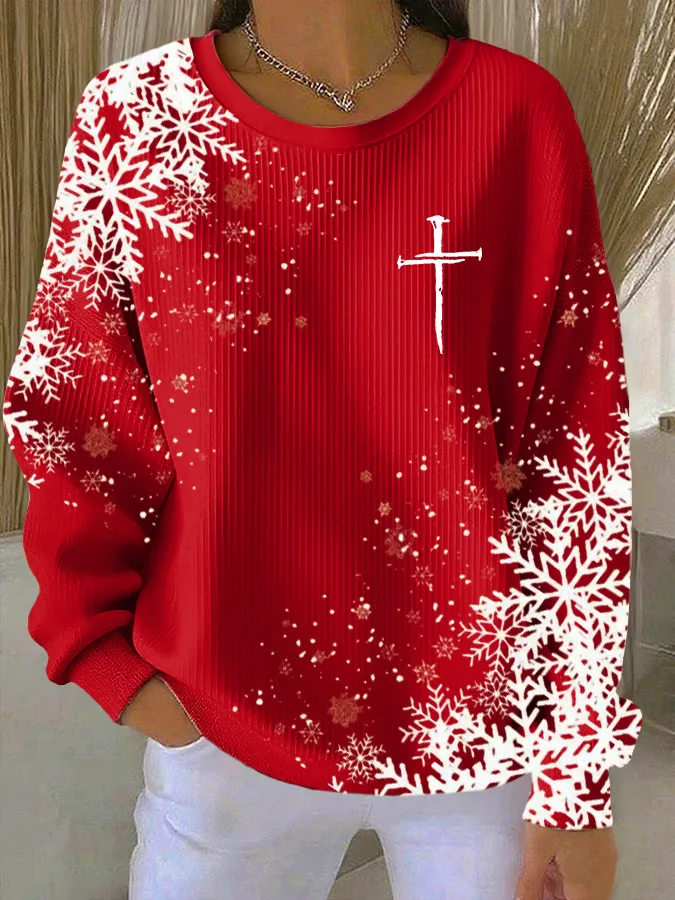 Casual Christmas Printing Sweatshirt