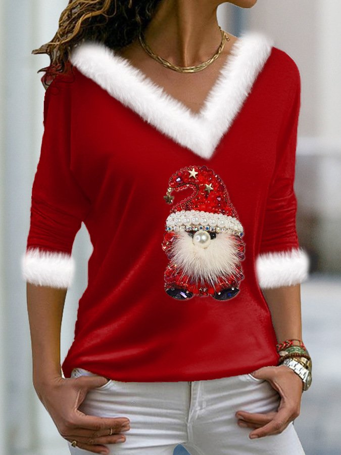 Women's Long Sleeve T-shirt Spring/Fall Color1 Geometric Printing V Neck Daily Going Out Casual Top