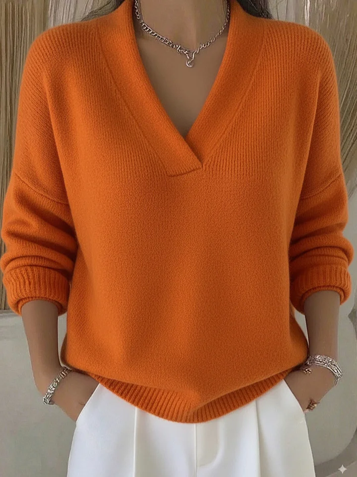 Casual Plain Split Joint Cotton Sweater
